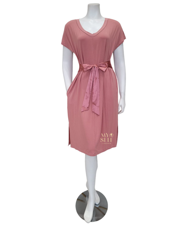 Fleurt 636 Rosette Belted Modal Lounge Nightshirt myselflingerie.com